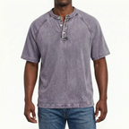 Raglano - Short Sleeve Mens Henley T Shirt 