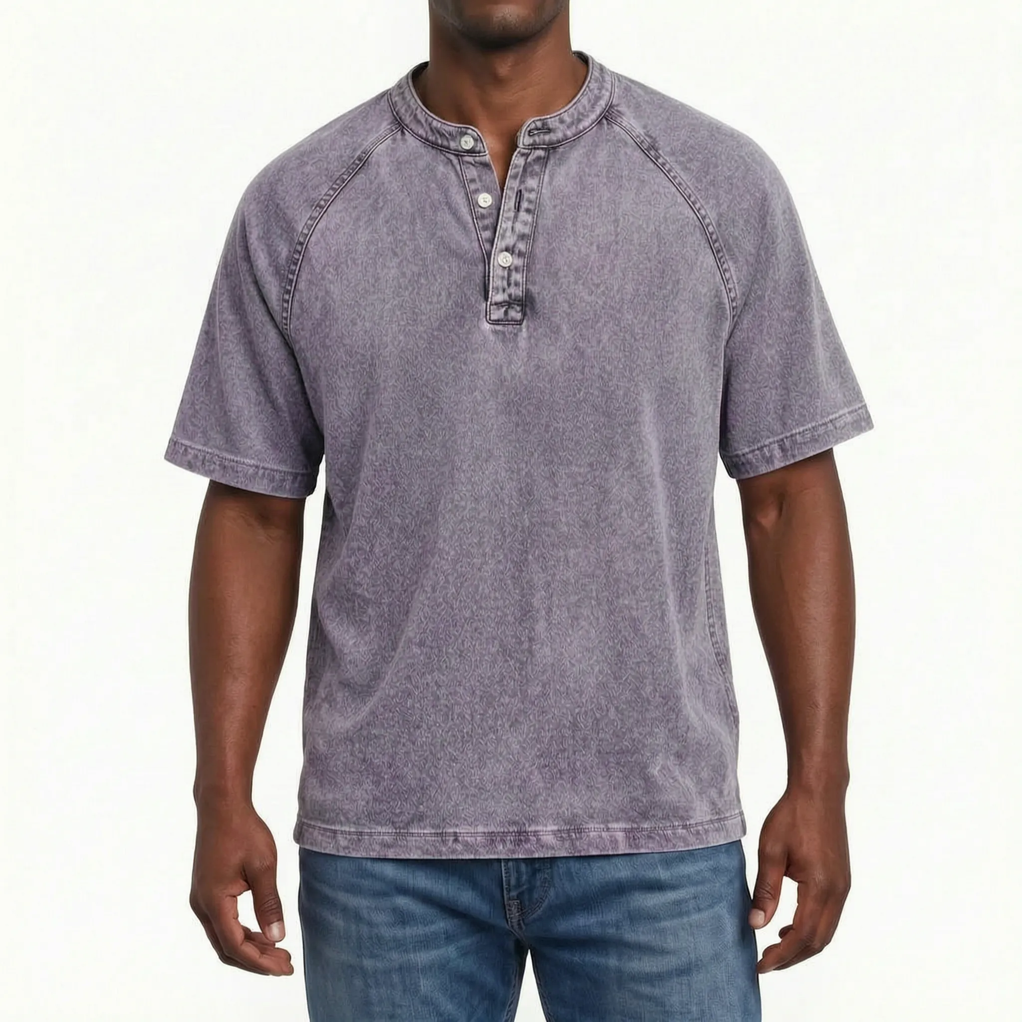 Raglano - Short Sleeve Mens Henley T Shirt 