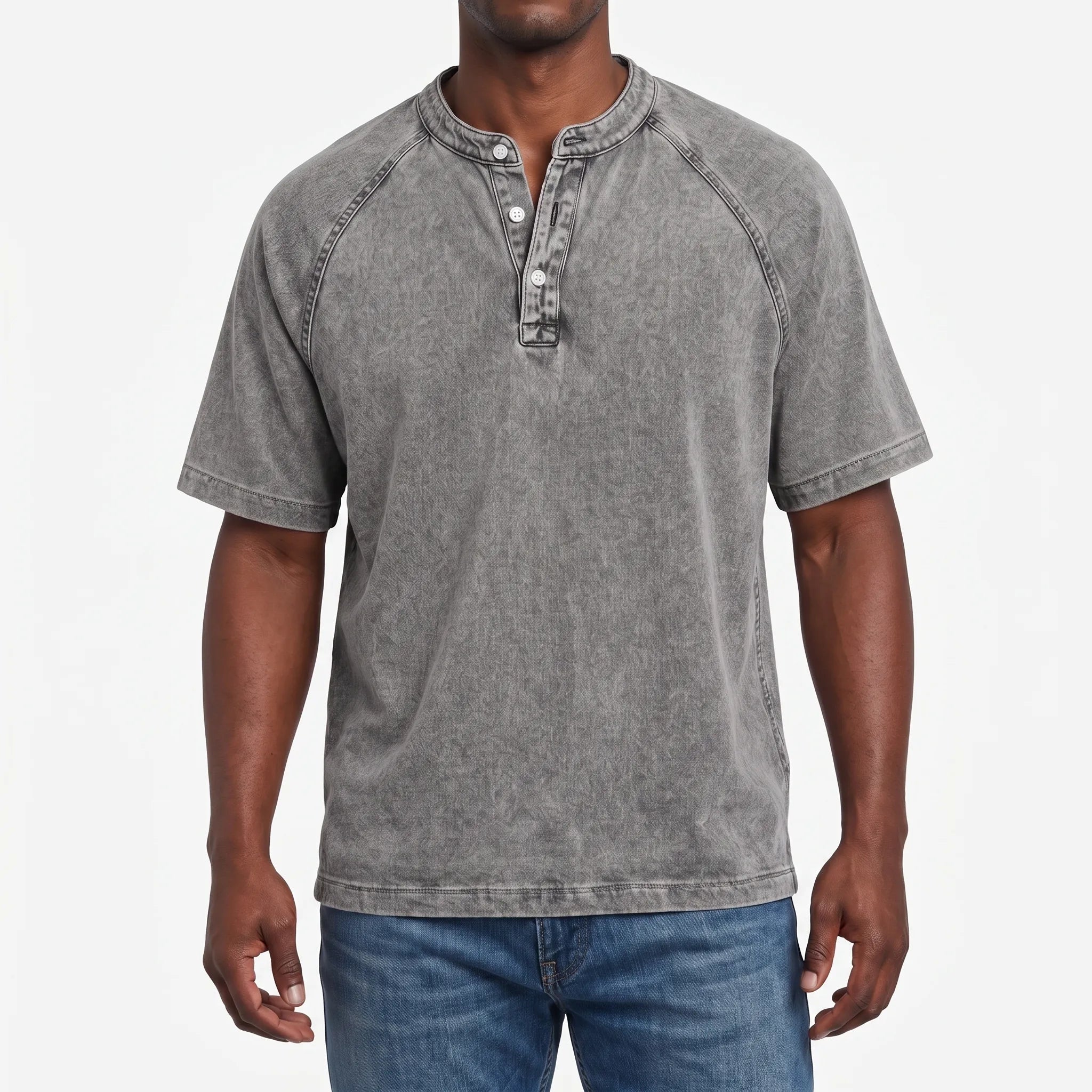 Raglano - Short Sleeve Mens Henley T Shirt 