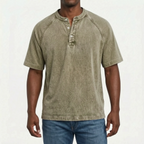 Raglano - Short Sleeve Mens Henley T Shirt 