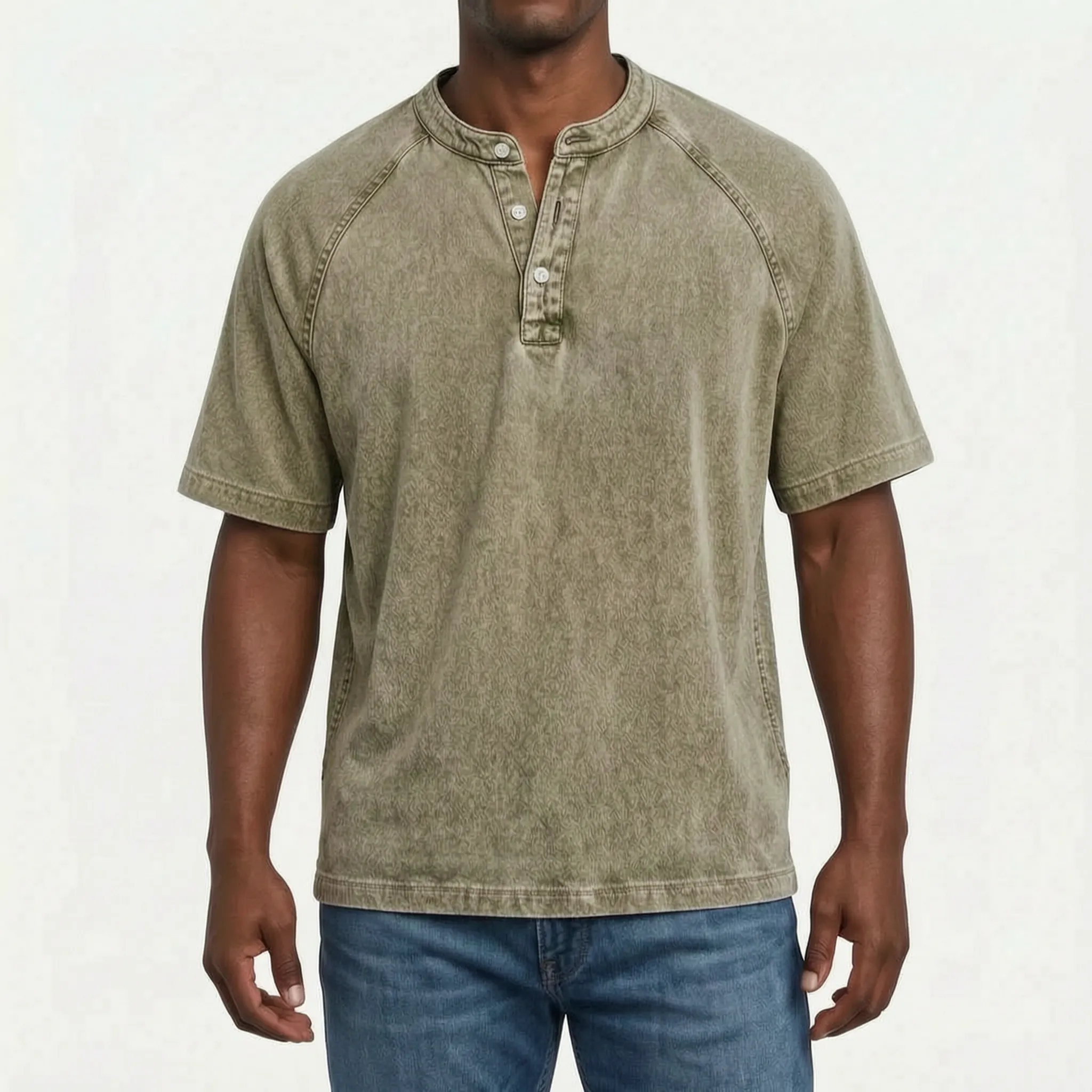 Raglano - Short Sleeve Mens Henley T Shirt 