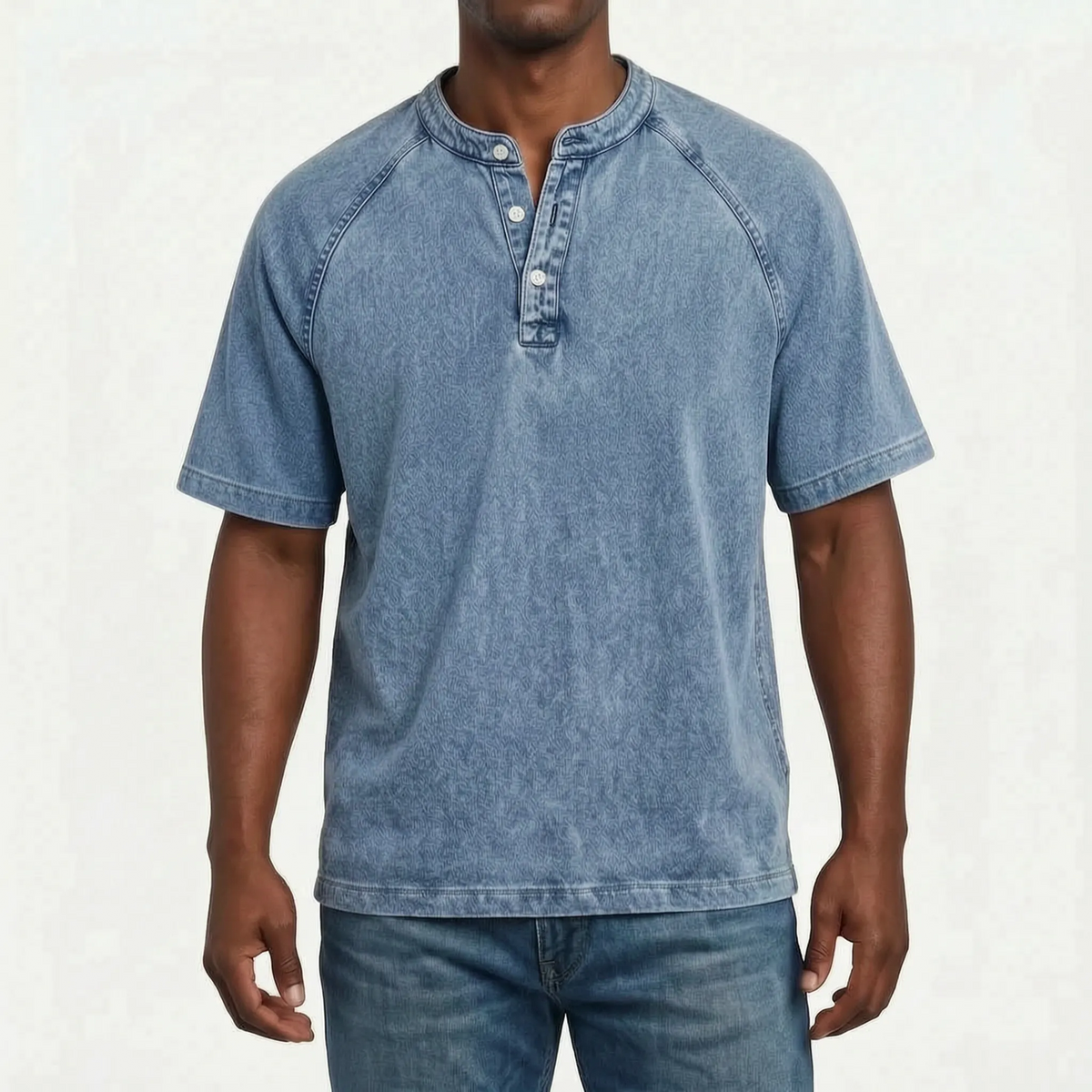 Raglano - Short Sleeve Mens Henley T Shirt 