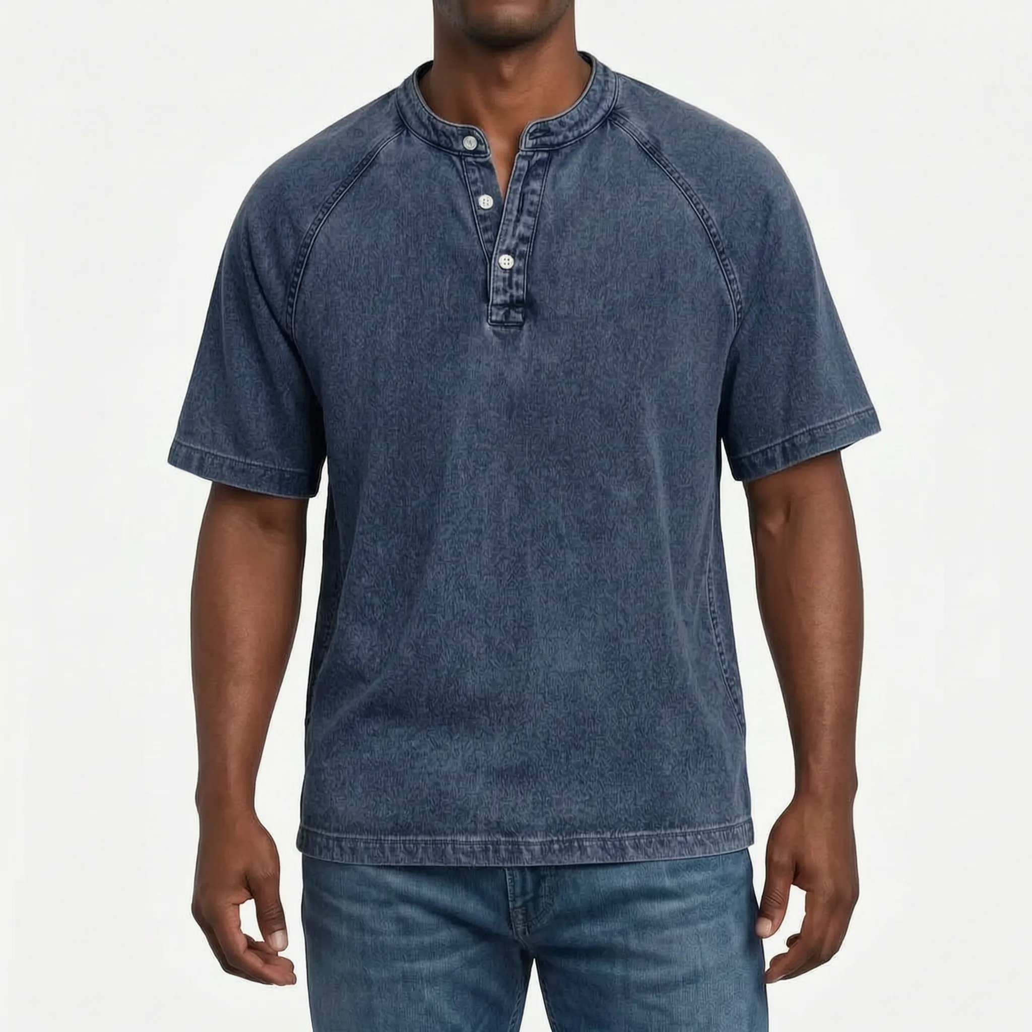 Raglano - Short Sleeve Mens Henley T Shirt 
