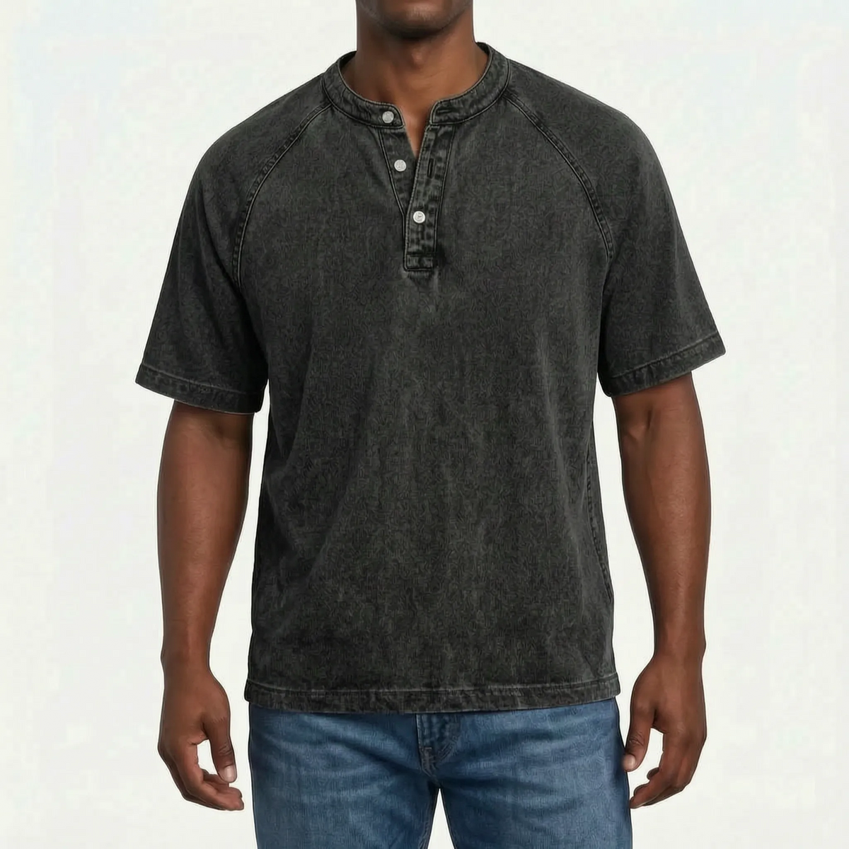Raglano - Short Sleeve Mens Henley T Shirt 