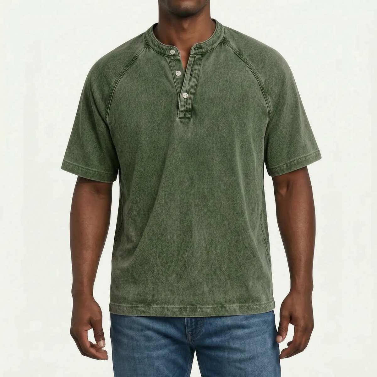 Raglano - Short Sleeve Mens Henley T Shirt 