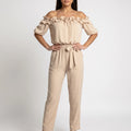 RuffleChic - Off-Shoulder Ruffled Summer Jumpsuit 