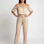 RuffleChic - Off-Shoulder Ruffled Summer Jumpsuit 