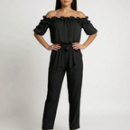 RuffleChic - Off-Shoulder Ruffled Summer Jumpsuit 