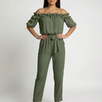 RuffleChic - Off-Shoulder Ruffled Summer Jumpsuit 
