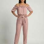 RuffleChic - Off-Shoulder Ruffled Summer Jumpsuit 