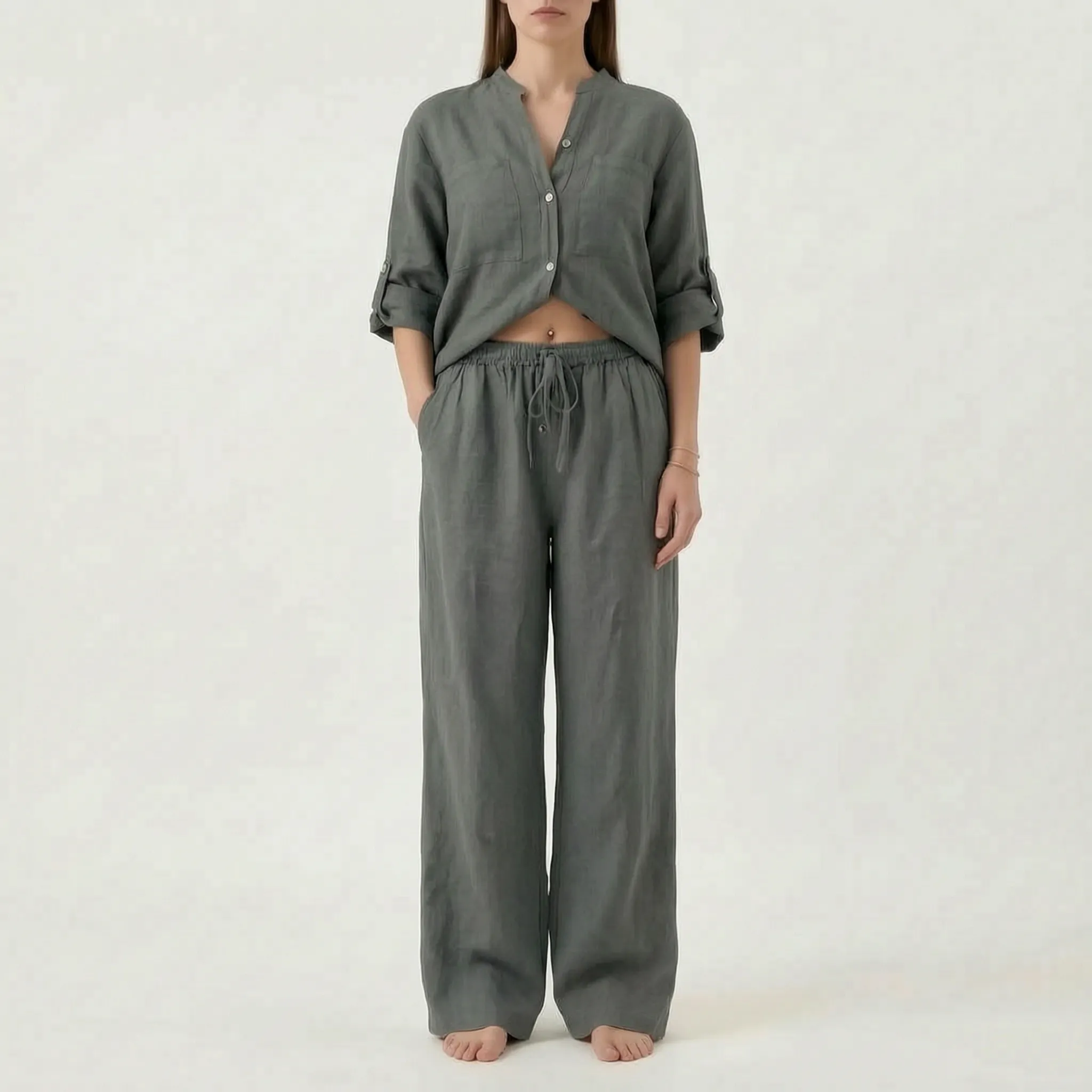 Solavia - Relaxed Wide Leg Co Ord Lounge Set 