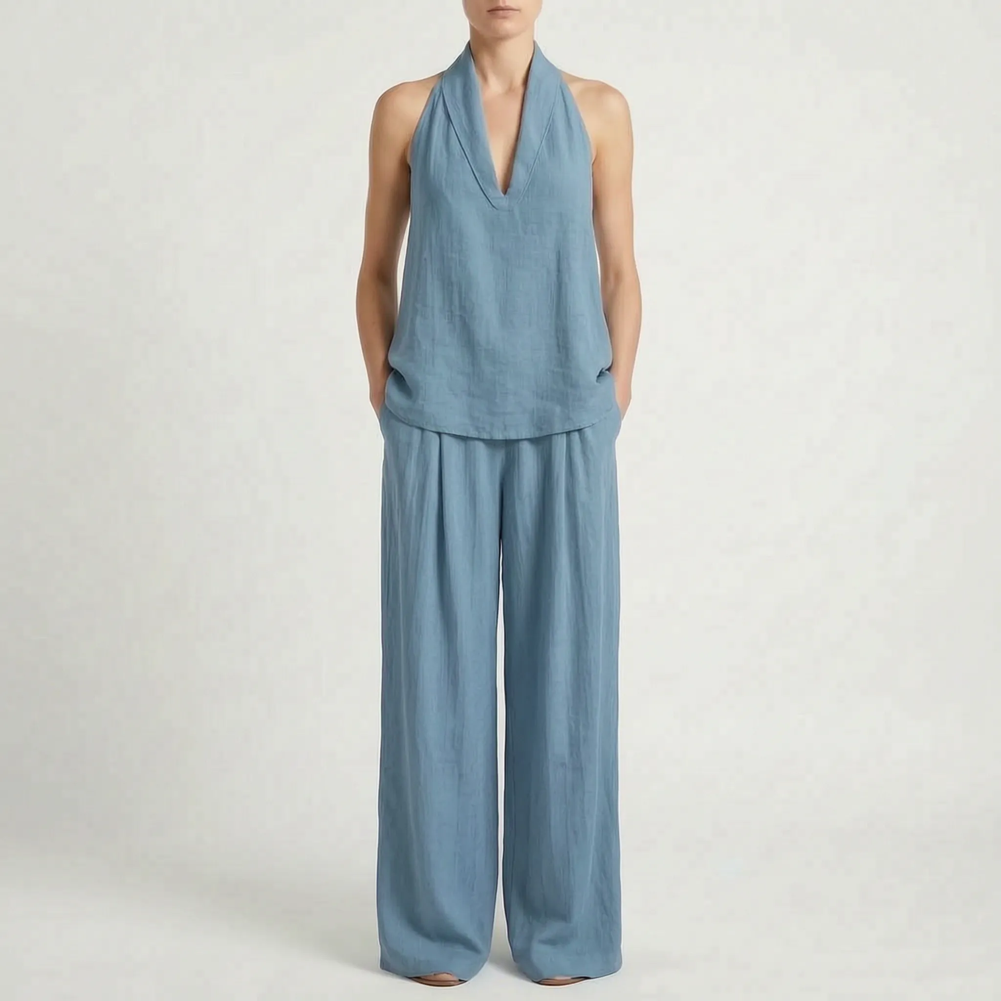 Valora - Relaxed Wide-Leg Holiday Co Ord Set 