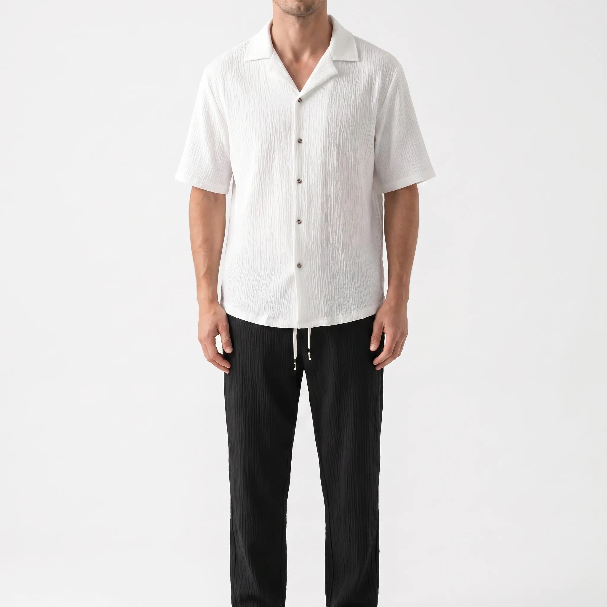 Vespera - Textured Short Sleeve Co-Ord Set 