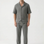 Vespera - Textured Short Sleeve Co-Ord Set 