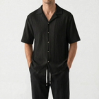 Vespera - Textured Short Sleeve Co-Ord Set 